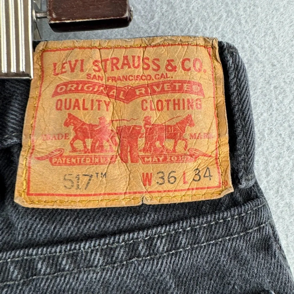 Levis Jeans Mens 36x34 (Fits 35x29) Black Denim 517 Bootcut
